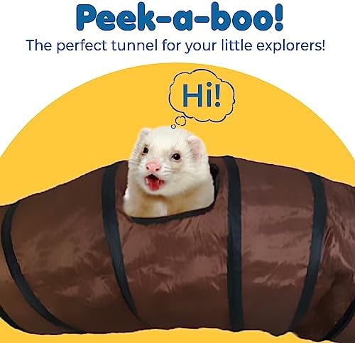 SunGrow Collapsible Tunnel for Cat, 47.2" x 9.8" Lightweight Polyester with Steel Frame Tube, Includes Carrying Case, Cat Accessories and Supplies, Brown and Black