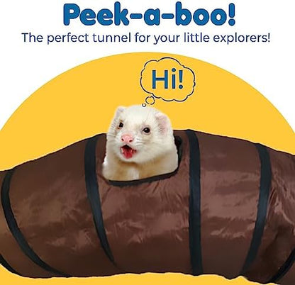SunGrow Collapsible Tunnel for Cat, 47.2" x 9.8" Lightweight Polyester with Steel Frame Tube, Includes Carrying Case, Cat Accessories and Supplies, Brown and Black