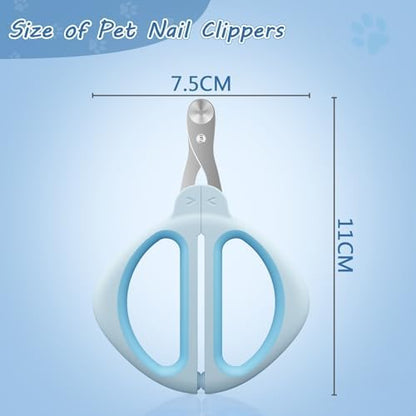 Cat Nail Clipper, Cat Nail Trimmer with Positioning Round Hole, Sharp Non-Slip Handle Cat Claw Clipper, Safe Indoor Cat Nail Clipper, Pet Nail Clipper for Cats, Puppies and More Animals - Blue