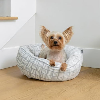 Fringe Studio Handdrawn Bookliner Gray Small Circle Microplush Pet Bed 18" - Poly Filled - Machine Washable (742006)