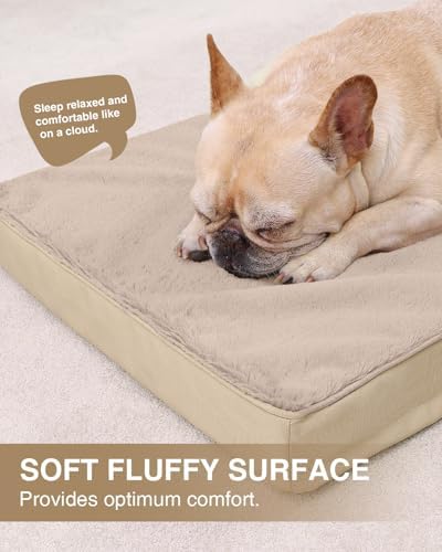 KSIIA Orthopedic Dog Bed for Medium Dogs with Waterproof Lining,Khaki,29x18