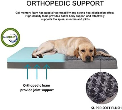 Orthopedic Memory Foam Dog Bed, Cooling Dog Beds for Extra Large Dogs -Waterproof Pet Bed for Crate with Removable Washable Cover, XXL(47inch,110Lbs)