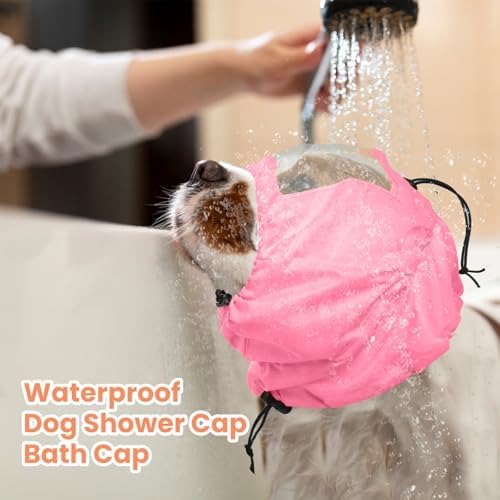 Nanaki Adjustable Shower Caps for Dogs Ears Dog Ear Covers for Bath, Shower Cap Reusable Waterproof Ear Covers for Dogs, Dog Ear Protection for Bath Dog Bath Ear Protection Bathing Grooming Swimming