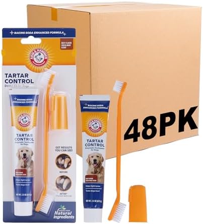 Arm & Hammer Tartar Control Dog Dental Kit, Beef Flavor, 3-Piece, 48-Pack