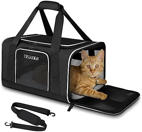 Petskd Small Pet Carrier 18" L x 11" W x 11" H Airline Approved, Black