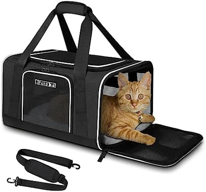 Petskd Small Pet Carrier 18" L x 11" W x 11" H Airline Approved, Black