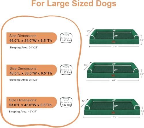 NANUYA Orthopedic Dog Bed for XX-Large Dogs, 44 x 34 Inch, Emerald