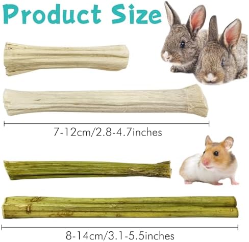 Tfwadmx Rabbit Chew Sticks, 25 Pcs Natural Sweet Bamboo Pet Snacks &40 g Papaya Stems Bunny Chews Molar Treats Chew Toy for Rabbit Guinea Pig Hamster Chinchilla