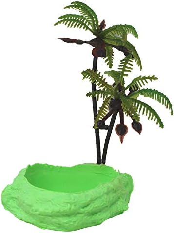 Needzo Hermit Crab Mini Swimming Pool with Palm Tree Decorations, Neon Colored Tank Habitat Accessory for Water, 5 Inches