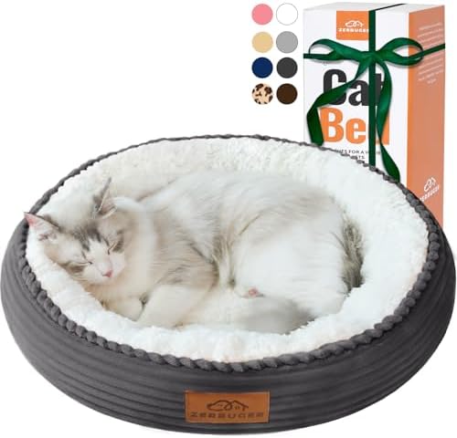 Zerbuger 20in Dark Grey Round Dog Bed Sofa for Dogs Cats, Machine Washable
