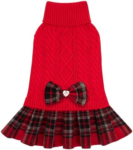 KYEESE Dog Sweater Dress for Small Dogs Turtleneck Thick Knit Pullover