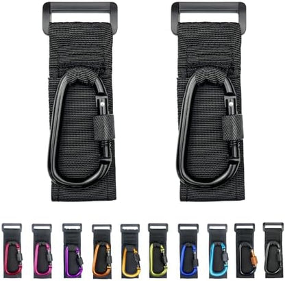 [Upgrade]Baby Stroller Hook with Locking, Carry 30 lbs per Stroller Clip, Baby Stroller Accessories & Car Seat Hook for Hanging Diaper Bag, Golf, Shopping and Pet Cart (2 Pcs + Nylon + Black)