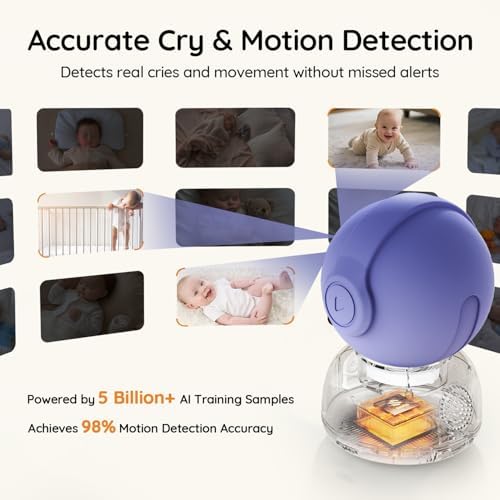 BOIFUN Wi-Fi Baby Monitor with Camera and Audio, Smartphone Compatible APP, 2K HD Night Vision with 5” Display, Auto Motion Tracking & Cry Detection, 2-Way Talk, Temp Sensor, Safe Encrypted