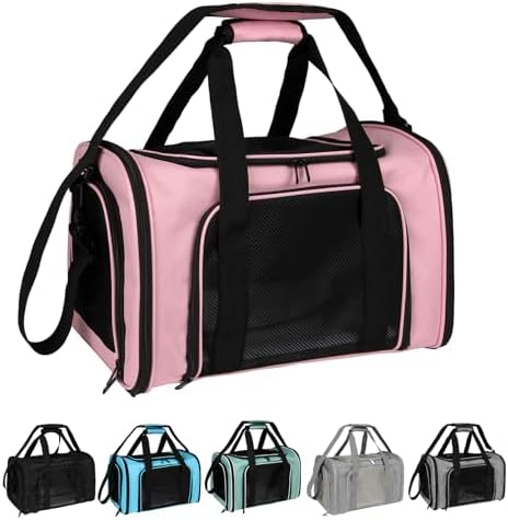 Top tasta Dog Cat Carrier Pet Carriers for Small Medium Large Cats Dogs Carrier Soft Sided Small Puppy Carrier Purse 15 lbs Portable Foldable Airline Approved Dog Cat Travel Carrier Pink 18x11x11