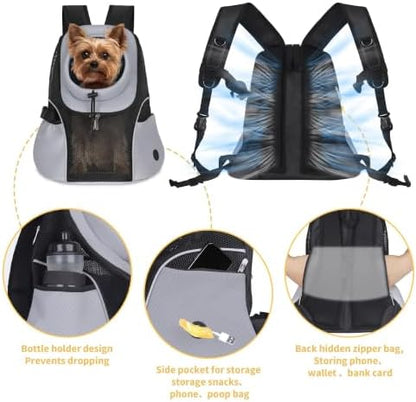 WOYYHO Pet Dog Carrier Backpack, Ventilated Mesh Small Dog Front Backpack