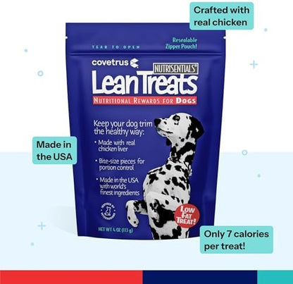 Covetrus Nutrisential Lean Treats for Dogs - Small, Medium & Large Dogs (K9) - Nutritional Low Fat, Bite-Size - Soft Chicken Flavor - 6 Pack - 4oz