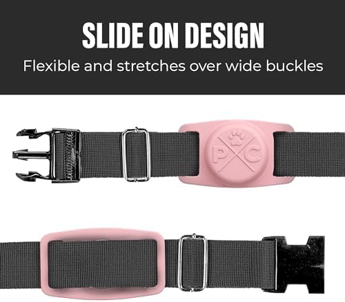 Pup Culture AirTag Dog Collar Holder, Extra-Durable, Lightweight, and Protective AirTag Case for Dog Collar - Track Your Pet Using an Apple AirTag - Dog Collar AirTag Holder-Pink 1.5 Inch Collar