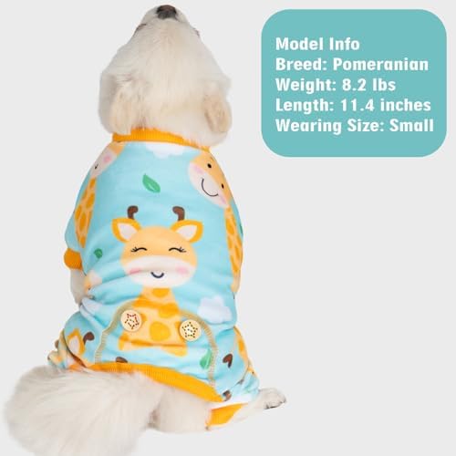KYEESE Velvet Dog Pajamas for Small Dogs Onesie for Daily Wear, Giraffe