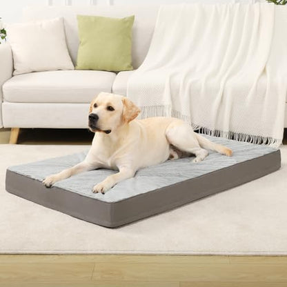 KSIIA Orthopedic Dog Bed for Extra Large Dogs with Waterproof, Grey, 53x36