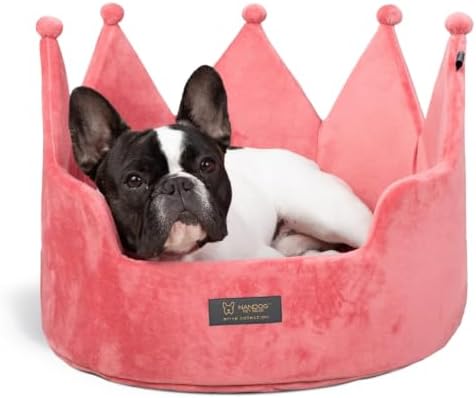 NANDOG Crown Dog Bed for Medium Dogs & Cats, Round Cloud Ultra Plush Fabric