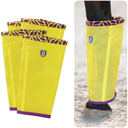 Fine Mesh Fly Boots Loose Fitting & Non-Slip Horse Fly Leggings Fleece Air Flow (Set of 4)