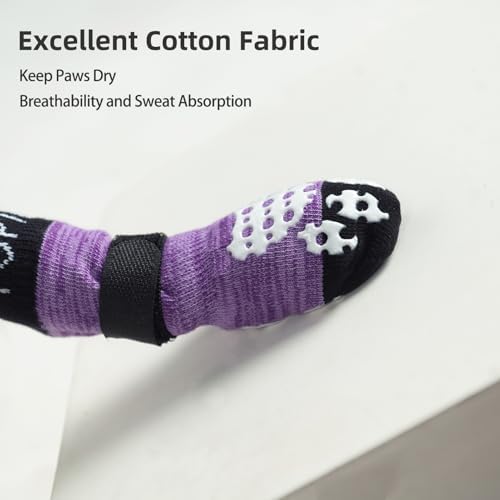 PUPTECK Anti-Slip Dog Socks with Double Sides Grips for Small Medium Large Dogs Hardwood Floors Prevents Licking, Dog Shoes for Hot Pavement Traction Control Paw Protector for Senior Dogs