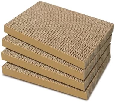 Cat Scratcher 4-Pack, Large Cardboard Pads for Indoor Cats