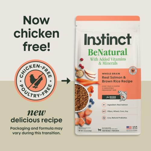 Instinct BeNatural Dry Dog Food, Whole Grain, Salmon & Brown Rice, 4.5 lb.