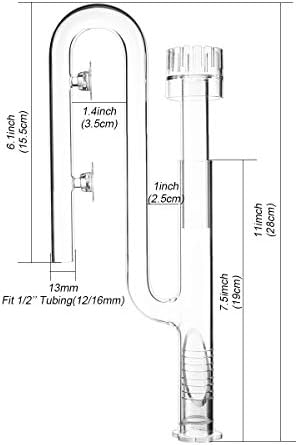 FZONE Aquatic Glass Lily Pipe Set with Lily Skimmer Inflow and Lily Outflow for Aquarium Filter 1/2''(12/16mm) Tubing