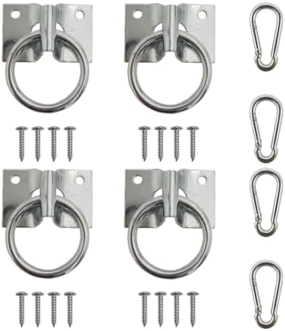4pcs Horse Tie Rings with Snap Hooks and Screws for Barn Stall Trailer
