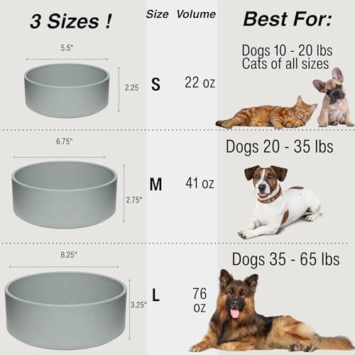 Loving Pets - Dolce Bamboo - Eco-Friendly Pet Bowls & Dishes for Dog, Cats, Puppy Food and Water Dish -Sustainable and Dishwasher Safe, Made with Real Bamboo (Large, Slate-Grey)