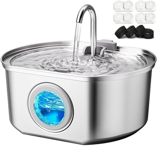 Cat Water Fountain Stainless Steel: 108oz/3.2L Cat Fountain for Drinking