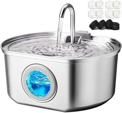 Cat Water Fountain Stainless Steel: 108oz/3.2L Cat Fountain for Drinking