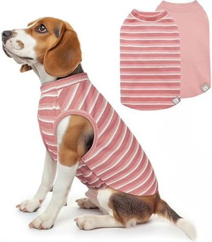 KYEESE 2Pack Waffle Dog Shirt for Medium Large Dogs Striped Dog Sweater