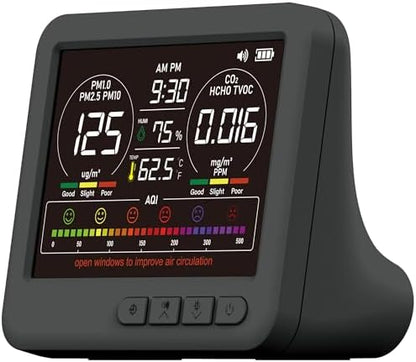 Professional 16-in-1 Portable Indoor Air Quality Monitor with AQI Reminder, Real-Time Air Detector for Home, Bedroom, Office, Car & Daily Use