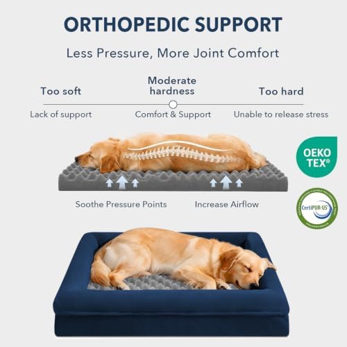 Jumbo Waterproof Dog Bed for Extra Large Size Dogs with Bolster