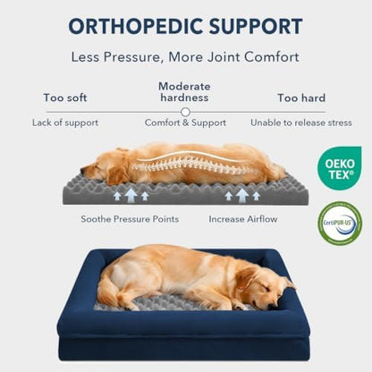 Jumbo Waterproof Dog Bed for Extra Large Size Dogs with Bolster