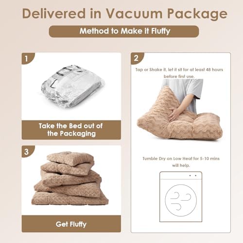 EHEYCIGA Washable Dog Beds for Small Dogs, 23x18 Inch Pet Bed, Camel