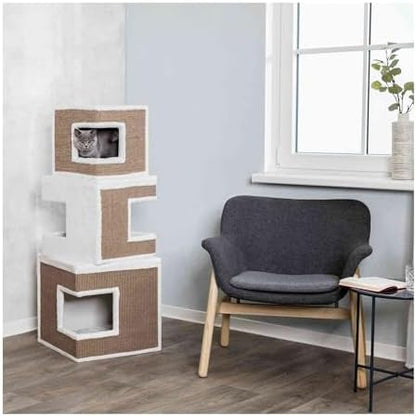 Trixie Lilo Cat Condo | 3-Story Condo Tower | Scratching Surface | Removable Cushions | Brown
