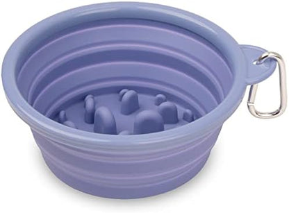 Bonza by Leash Boss Collapsible Dog Slow Feeder Bowl, Portable Silicone Travel Bowl for Food & Water, Slow Eating for Large, Medium, & Small Sized Breeds, Anti-Choking, BPA-Free, Dishwasher Safe