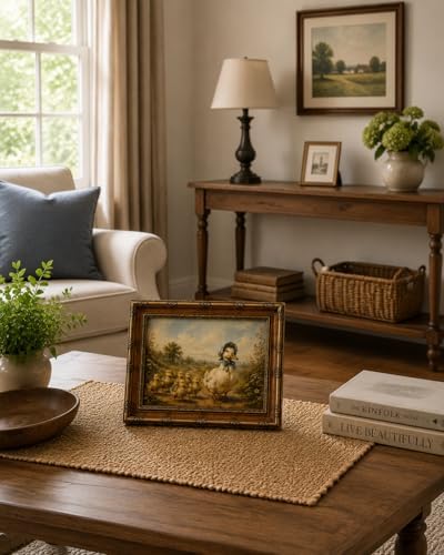 Framed Vintage Style Canvas Print Rustic Forest Scene with a Flock of Ducks Farmhouse Decor for Bedroom or Living Room 8x10 Inches Ready to Hang or Display on Tabletop