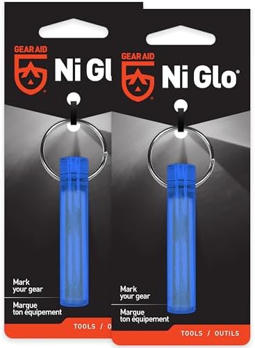 GEAR AID Ni Glo 2” UV Rechargeable Glowing Keychain – Multi-Purpose Glow-in-the-Dark Accessory for Camping