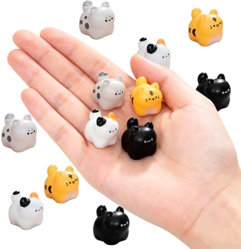 Cute Tiny Cat Resin Silicone Mold Micro Dollhouse Animal Epoxy Casting Mold for DIY Resin Art Fairy Garden Miniatures Landscape Crafts Decor(4-Cavity)
