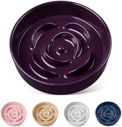 vancasso Slow Feeder Dog Bowl, 0.6 Cups Ceramic Small Puzzle Dog Food Dish