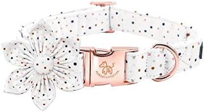 Elegant little tail Dog Collar, Dog Collar with Flower, Boy Girl Dot Cute Pet Collar Flower Dog Collars Adjustable Dog Collar for Large Dogs