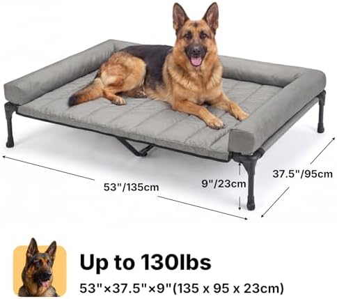 Veehoo Outdoor Elevated Dog Bed with Waterproof Bolster Cushion, Cooling