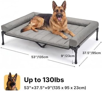 Veehoo Outdoor Elevated Dog Bed with Waterproof Bolster Cushion, Cooling
