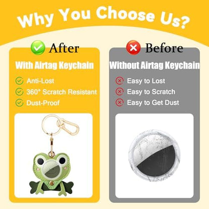 Leather Keychain Holder Case for AirTag, Cute Protective Cover for Apple Airtag KeyChain, GPS Tracker Item Finder