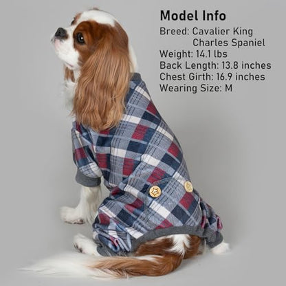 KYEESE Velvet Dog Pajamas for Small Dogs Soft Plaid Onesie Daily Wear