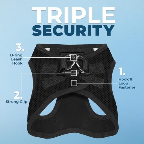 Voyager Step-in Air Dog Vest Harness - Black/Black Trim, Large